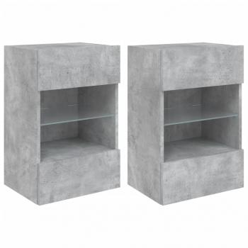 TV-Wandschränke mit LED-Leuchten 2 Stk. Betongrau 40x30x60,5 cm