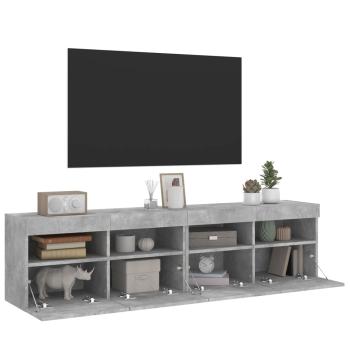 TV-Wandschränke mit LED-Leuchten 2 Stk. Betongrau 80x30x40 cm