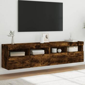 ARDEBO.de - TV-Wandschränke mit LED-Leuchten 2 Stk. Räuchereiche 80x30x40cm