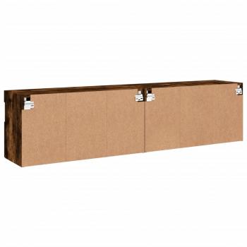 TV-Wandschränke mit LED-Leuchten 2 Stk. Räuchereiche 80x30x40cm