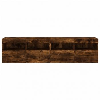 TV-Wandschränke mit LED-Leuchten 2 Stk. Räuchereiche 80x30x40cm