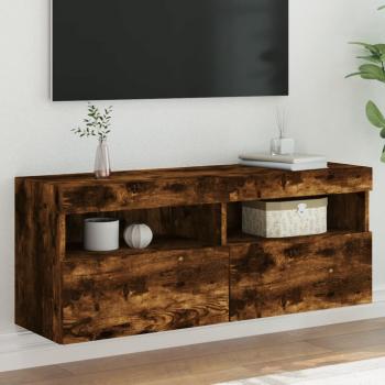ARDEBO.de - TV-Wandschrank mit LED-Leuchten Räuchereiche 100x30x40 cm