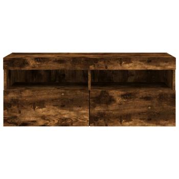 TV-Wandschrank mit LED-Leuchten Räuchereiche 100x30x40 cm