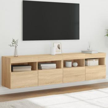 ARDEBO.de - TV-Wandschränke mit LED-Leuchten 2 Stk. Sonoma-Eiche 80x30x40cm