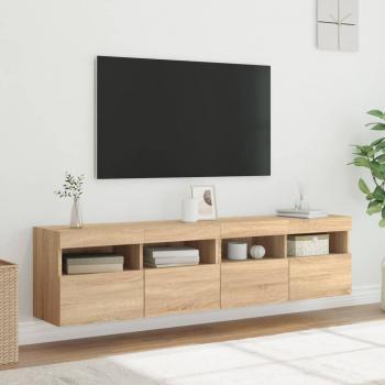 TV-Wandschränke mit LED-Leuchten 2 Stk. Sonoma-Eiche 80x30x40cm