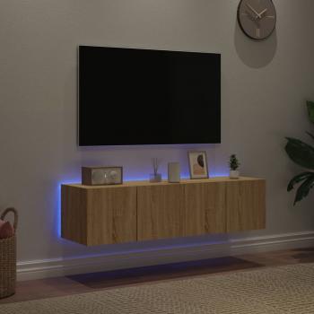 TV-Wandschränke mit LED-Leuchten 2 Stk. Sonoma-Eiche 60x35x31cm