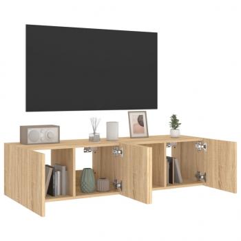 TV-Wandschränke mit LED-Leuchten 2 Stk. Sonoma-Eiche 60x35x31cm