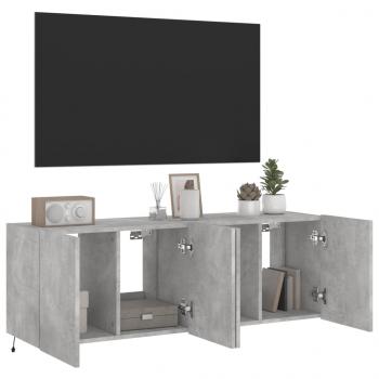 TV-Wandschränke mit LED-Leuchten 2 Stk. Betongrau 60x35x41 cm