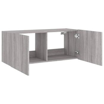 TV-Wandschrank mit LED-Leuchten Grau Sonoma 100x35x41 cm