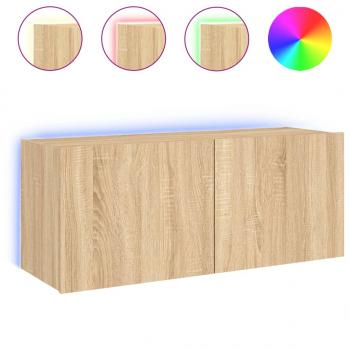 TV-Wandschrank mit LED-Leuchten Sonoma-Eiche 100x35x41 cm