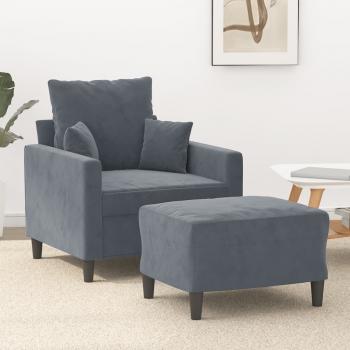 ARDEBO.de - Sessel mit Hocker Dunkelgrau 60 cm Samt