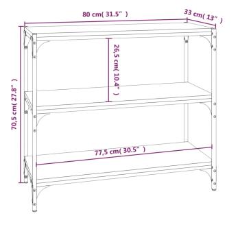 ARDEBO.de - Bücherregal Braun Eichen-Optik 80x33x70,5cm Holzwerkstoff Stahl
