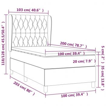 Boxspringbett mit Matratze Dunkelbraun 100x200 cm Stoff