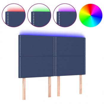 LED Kopfteil Blau 144x5x118/128 cm Stoff