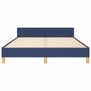 Bettgestell mit Kopfteil Blau 140x190 cm Stoff