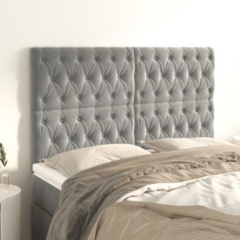 ARDEBO.de - Kopfteile 4 Stk. Hellgrau 72x7x78/88 cm Samt