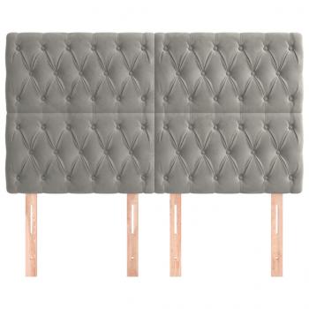 Kopfteile 4 Stk. Hellgrau 72x7x78/88 cm Samt