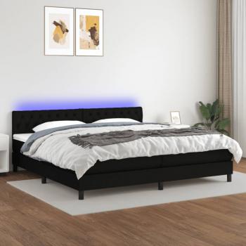 ARDEBO.de - Boxspringbett mit Matratze & LED Schwarz 200x200 cm Stoff
