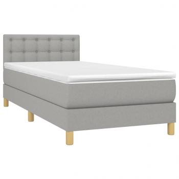 Boxspringbett mit Matratze & LED Hellgrau 100x200 cm Stoff