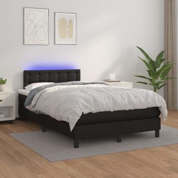 ARDEBO.de - Boxspringbett mit Matratze & LED Schwarz 120x200 cm Kunstleder
