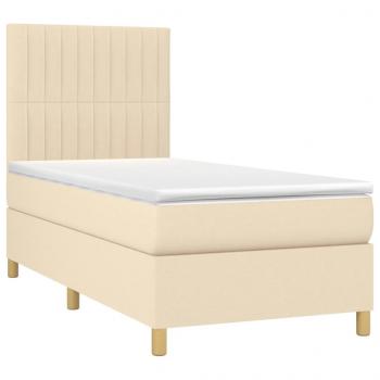 Boxspringbett mit Matratze & LED Creme 90x200 cm Stoff