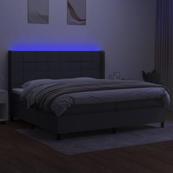 Boxspringbett mit Matratze & LED Dunkelgrau 200x200 cm Stoff