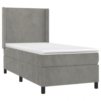Boxspringbett mit Matratze & LED Hellgrau 100x200 cm Samt