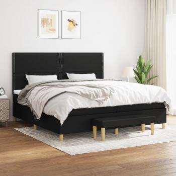 ARDEBO.de - Boxspringbett mit Matratze Schwarz 200x200 cm Stoff