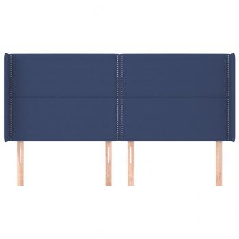 Kopfteil mit Ohren Blau 183x16x118/128 cm Stoff