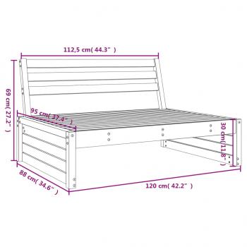 Garten-Mittelsofa 120x80 cm Massivholz Kiefer