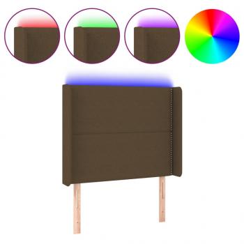 LED Kopfteil Dunkelbraun 83x16x118/128 cm Stoff