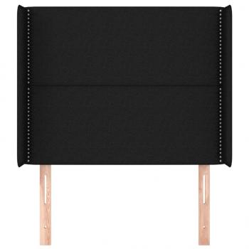 Kopfteil mit Ohren Schwarz 93x16x118/128 cm Stoff