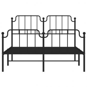 Bettgestell mit Kopf- und Fußteil Metall Schwarz 135x190 cm