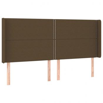 LED Kopfteil Dunkelbraun 163x16x118/128 cm Stoff