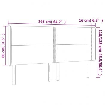 LED Kopfteil Dunkelbraun 163x16x118/128 cm Stoff