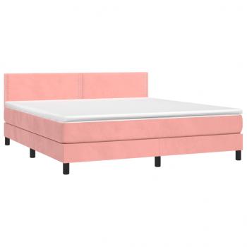 Boxspringbett mit Matratze Rosa 160x200 cm Samt