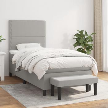 ARDEBO.de - Boxspringbett mit Matratze Hellgrau 80x200 cm Stoff