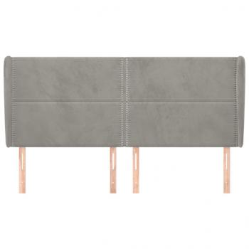 Kopfteil mit Ohren Hellgrau 163x23x118/128 cm Samt