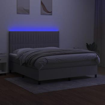 Boxspringbett mit Matratze & LED Hellgrau 180x200 cm Stoff