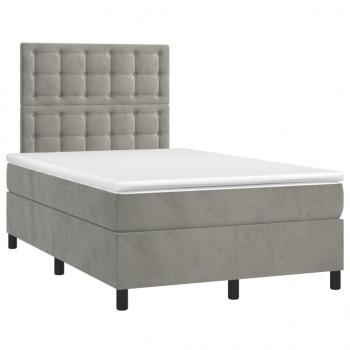 Boxspringbett mit Matratze & LED Hellgrau 120x200 cm Samt