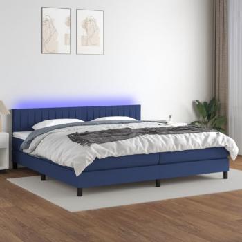 ARDEBO.de - Boxspringbett mit Matratze & LED Blau 200x200 cm Stoff