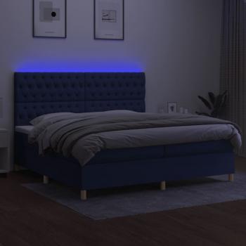 Boxspringbett mit Matratze & LED Blau 200x200 cm Stoff