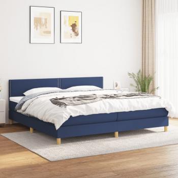 ARDEBO.de - Boxspringbett mit Matratze Blau 200x200 cm Stoff
