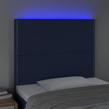 LED Kopfteil Blau 100x5x118/128 cm Stoff