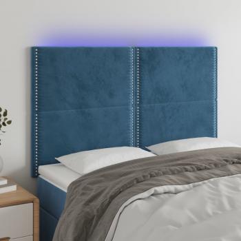 ARDEBO.de - LED Kopfteil Dunkelblau 144x5x118/128 cm Samt