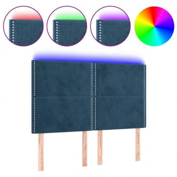 LED Kopfteil Dunkelblau 144x5x118/128 cm Samt