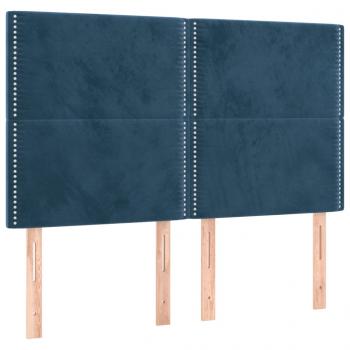 LED Kopfteil Dunkelblau 144x5x118/128 cm Samt