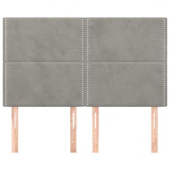 Kopfteile 4 Stk. Hellgrau 72x5x78/88 cm Samt