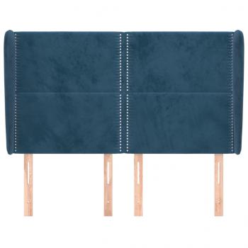Kopfteil mit Ohren Dunkelblau 147x23x118/128 cm Samt