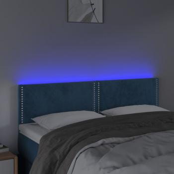 LED Kopfteil Dunkelblau 144x5x78/88 cm Samt